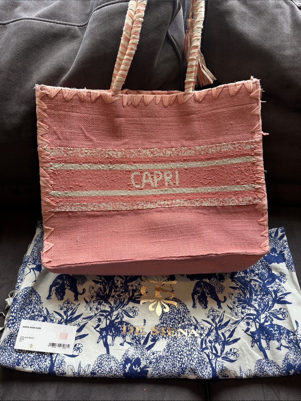 Pink Woven Tote Bag -